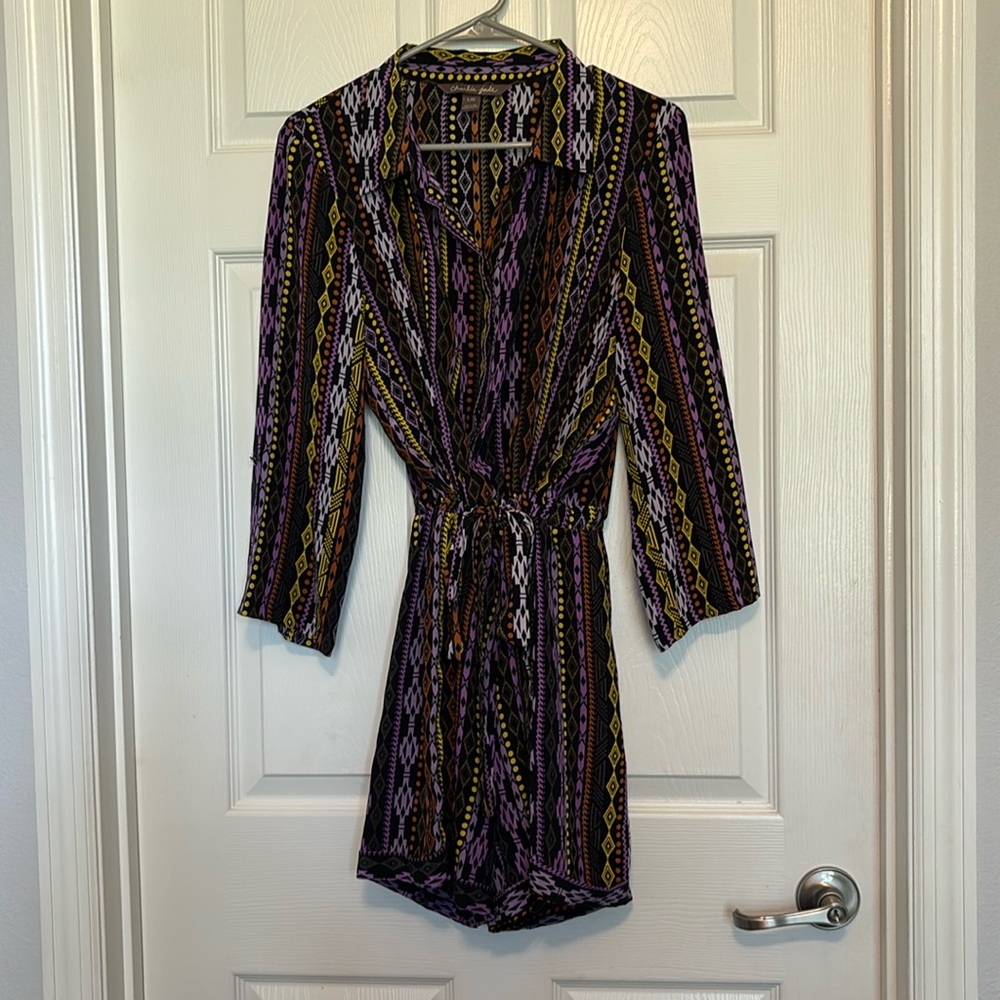 Charlie Jade long sleeve silk romper size L